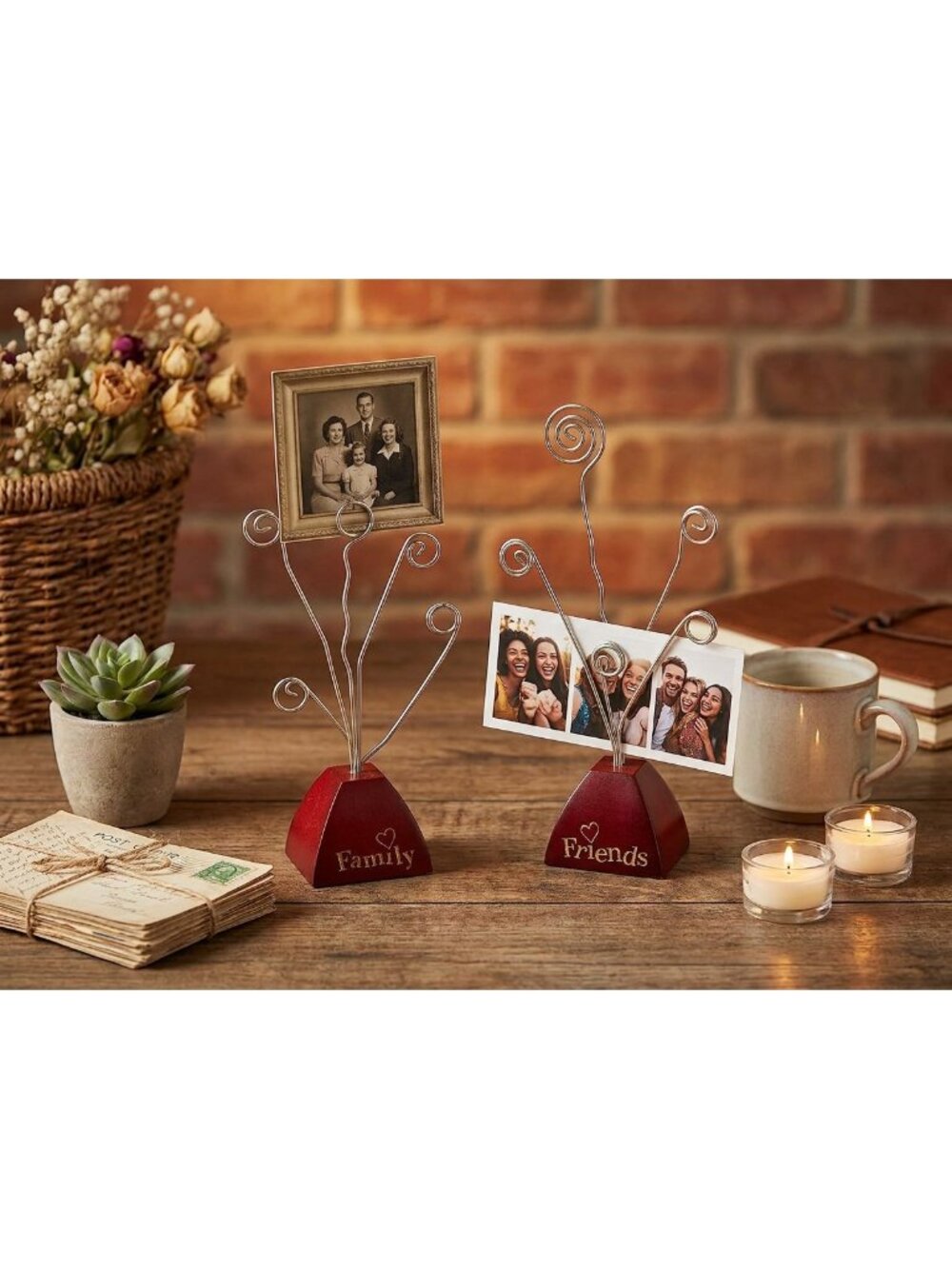 Y2K Whimsical Spiral Wire Photo Holder Set Cottage Core Memo Card Display Decor